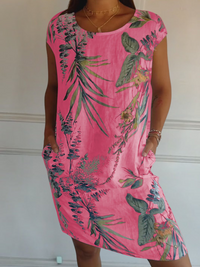CINDY - GERADES KLEID MIT PRINT – Rosa