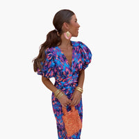 Midikleid mit Puffärmeln - Elegantes Damen Sommeroutfit – Lila