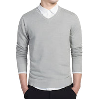 Tom - Komfortabler V-Ausschnitt-Pullover – Hellgrau