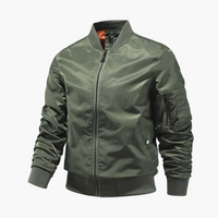 Herren Bomberjacke mit Reißverschluss und Ärmeltasche – Militärgrün