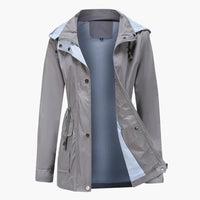 Langer Trenchcoat mit Kapuze für Damen – Grau