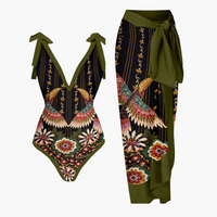 Badeanzug mit Überwurf - Damen Einteiler mit Strandrock – Mystic
