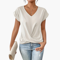 Clara | Lässiges T-Shirt mit Sweetheart-Ausschnitt – Weiß