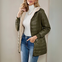 Ultra-gemütliche Kapuzen-Pufferjacke mit Fleece-Futter für Frauen – Oliv