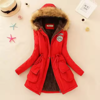Therelle™ - Herbst-/Winterjacke mit Kapuze Stickerei und Tailliertem Schnitt – Rot