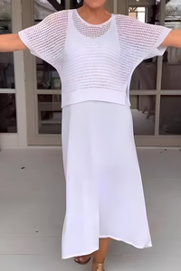 NORMA - Sommerkleid mit Strickoberteil – Weiß