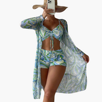 Lotta | 3-teiliges bedrucktes Bikini-Set – Grün