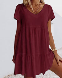 Carmi | Lässiges Kurzarmkleid für Damen – Bordeaux