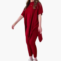 Laura | Weiches Strick-Zweiteiler – Rot