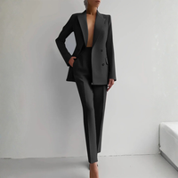 Elke | Damen Blazer Hosen Set Zweiteiler Elegant Business Koordiniert – Schwarz