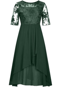 Damen 3/4 Ärmel Rundhalsausschnitt Kleid | Mini – Grün