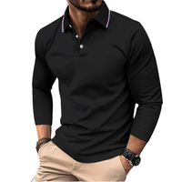Rafael | Premium Polo Herren stilvoll mit kontrastierendem Kragen – Schwarz
