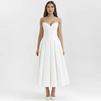 Larissa | Damen Korsett Midi Kleid Besondere Anlässe – Korsett Midi Elegant 2026 – Weiß Laarni