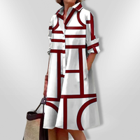 Helen™| Midikleid mit geometrischem Muster – Rot