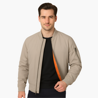 Herren Bomberjacke mit Reißverschluss und Rippbündchen – Hellgold