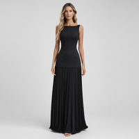 Elina | Damen Elegantes Plissee Maxi Kleid Formell – Plissee Maxi Elegant 2026 – Schwarz