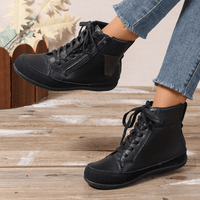 Damenstiefel Mit Reißverschluss | Schnürstiefel – Schwarz