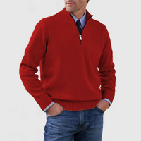 Pullover Herren Half Zip Modern | Warm Komfort Freizeit – Rot