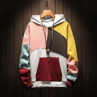 Herren Langarm Kapuzenpulli | Känguru-Tasche – Rosa/Grau