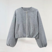 Damen Langarm Übergangsjacke | Gekürzte Passform – Grau
