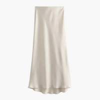 Fließender Satin-Midirock für Damen – Beige