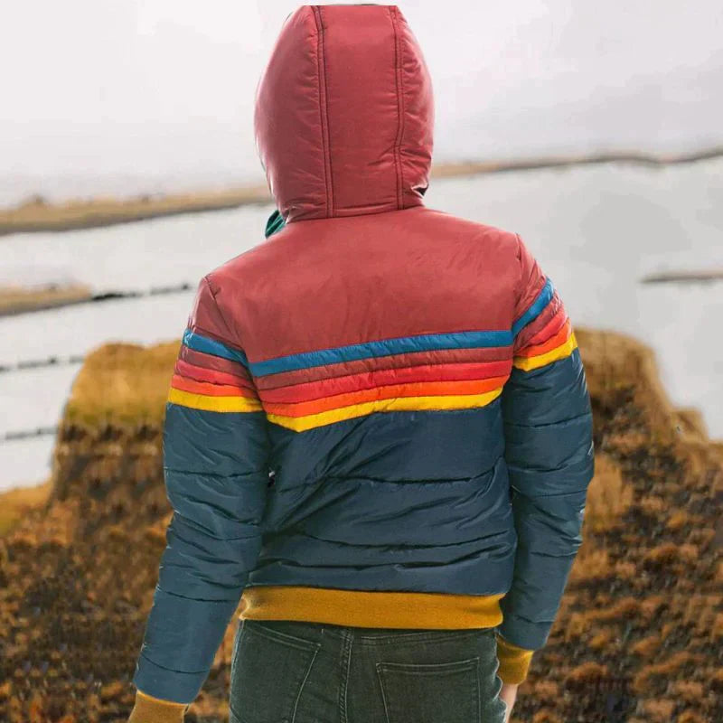 Martha - Warme Kapuzenjacke mit Regenbogenmuster