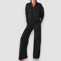 Cristine | Lounge-Set mit weit geschnittener Hose – Schwarz