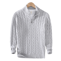 Pullover Herren Mit Reißverschluss | Strickjacke Mit Kabelmuster – Grau