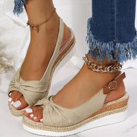 Sandaletten für Damen - Bequeme Plateau Sandalen mit Fußbett für den Sommer – Beige