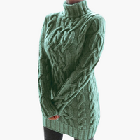 Lena | Stilvoller warmer langer Rollkragenpullover – Grün