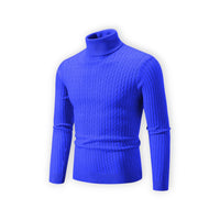Klassischer Rollkragenpullover für Herren mit Rippstruktur – Kobaltblau