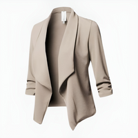 Damen-Blazer mit Langarm | formale Linienführung – Beige