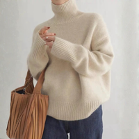 Marais Cashmere Turtleneck Sweater – Creme