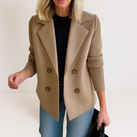 Martine™ -  Elegante Jacke mit Gestrickten Ärmeln – Braun