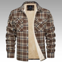 Truffel™ - Kariertes Truckerjacke mit Fleecefutter – Khaki