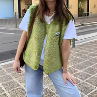 Heidi-Mode | Gewebter Offener Strick-Cardigan für Damen – Grün