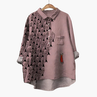 Ruth | Bequemes Vintage-Shirt mit Fisch-Print – Rosa