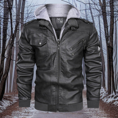 Rambo | Premium Lederjacke mit Kapuze für Herren – Stil und Wärme vereint