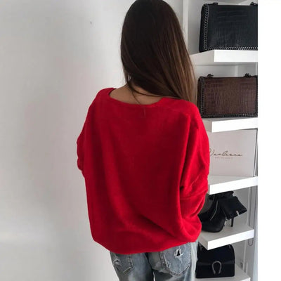 Xena - Eleganter V-Ausschnitt-Strickpullover