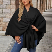 Sylora™ - Eleganter Warmer Poncho – Tiefschwarz