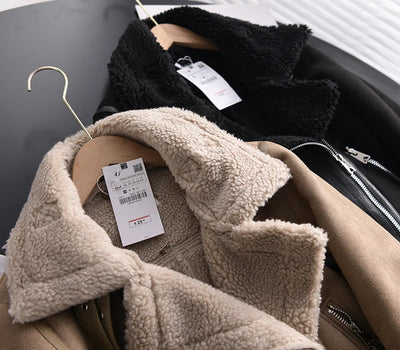 Geneviev | Bequemer Damen-Wintermantel aus Wildleder mit verstellbarem Gürtel und Fleece-Futter