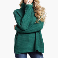 Damen pullover mit Rollkragen und langen Ärmeln – Grün