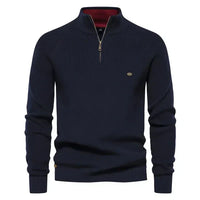 Gianni - Stilvoller Zip-Up Pullover – Marine