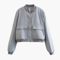 Damen Utility Bomberjacke mit großen Taschen – Grau