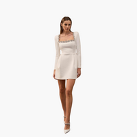 Elegantes Kleid für Damen mit langen Ärmeln und Blumenmuster – Weiß