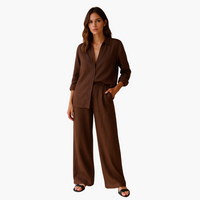 Nora | 2-teiliges Set aus Hemd und Hose – Kaffee