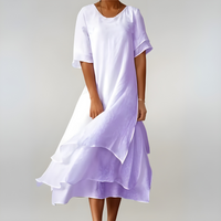 Agnès | Leichte und elegante Baumwolllange Robe – Violett