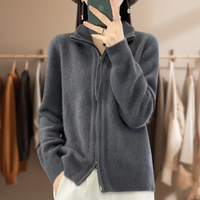 Britney - Eleganter Pullover mit Reißverschluss – Dunkelgrau