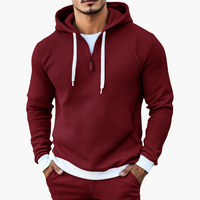 Rainer | Stilvoller Waffel-Langarm-Kapuzenpullover – Rot