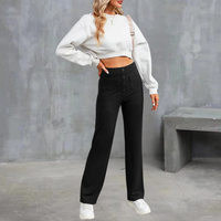 UNNA - ELASTISCHE FREIZEITHOSE MIT HOHEM BUND – Schwarz